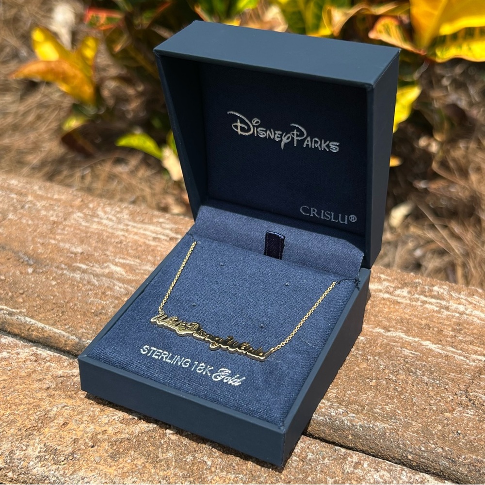 CRISLU Walt Disney World Script Necklace in 18KT Gold